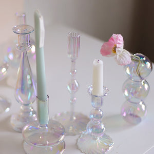 Iridescent Glass Candle Holders