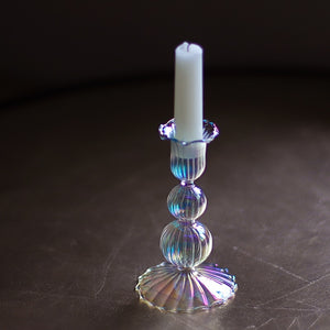 Iridescent Glass Candle Holders