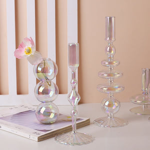 Iridescent Glass Candle Holders