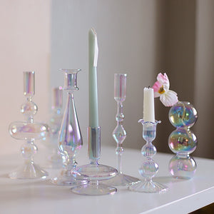 Iridescent Glass Candle Holders