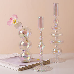 Iridescent Glass Candle Holders