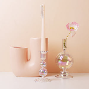 Iridescent Glass Candle Holders