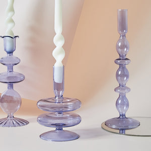 Floriddle Lilac Candle Holders Glass Candlestick holder for Wedding Table Centerpieces Nordic Vase Home Decoration Gift