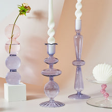 Load image into Gallery viewer, Floriddle Lilac Candle Holders Glass Candlestick holder for Wedding Table Centerpieces Nordic Vase Home Decoration Gift
